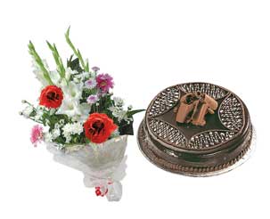 Send Flower Bouquet and Chocolate Cake to Pakistan